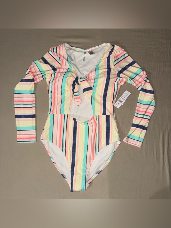 Celebrity Pink Other - Celebrity Pink Pastel Multicolor Striped One-Piece with Front Tie - Size L